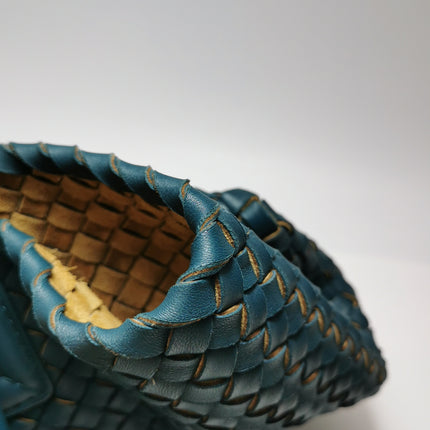 Bottega Veneta Cabat Tote Small/Medium Intreccio Blue Green Leather and Suede Lining 32cm