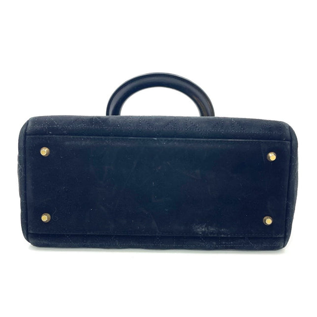 Lady Dior Vintage Medium Black Suede Leather Gold Hardware 1997