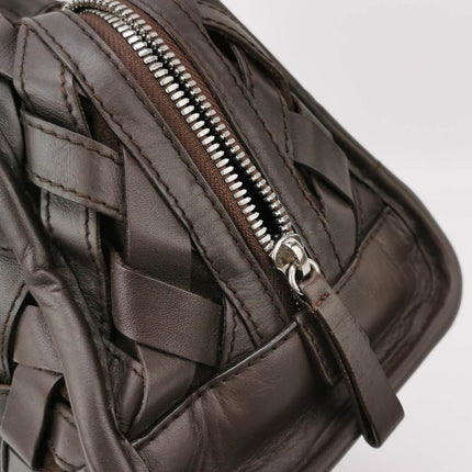 Loewe Amazona 29 in Brown Intrecciato Woven Calfskin Leather Handbag