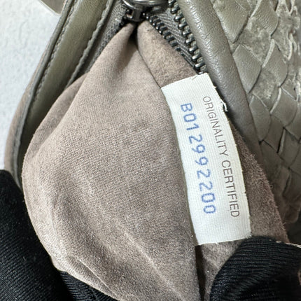 Bottega Veneta Veneta Hobo Medium Leather and Velvet Grey Green 41cm