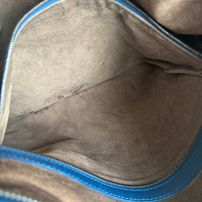 Sold Bottega Veneta Veneta Hobo Medium Blue Intrecciato Leather Bag 47cm