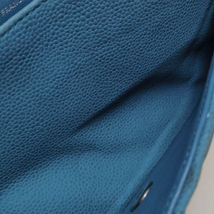 Chanel Timeless Classic Flap Medium Light Blue Caviar Leather Silver Hardware