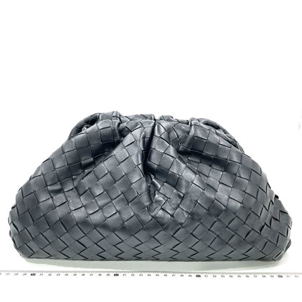 Bottega Veneta Pouch Large Intrecciato Black Calfskin Leather Clutch-Luxbags