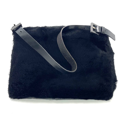 Fendi Mamma Baguette Black Faux Fur Shoulder Bag
