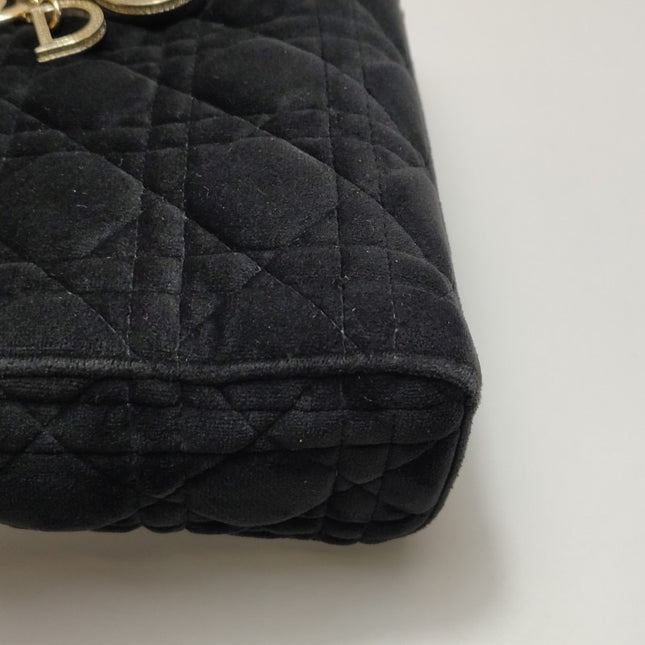Sold Lady Dior Mini Black Suede with Light Gold-tone Hardware and Crystal Logo
