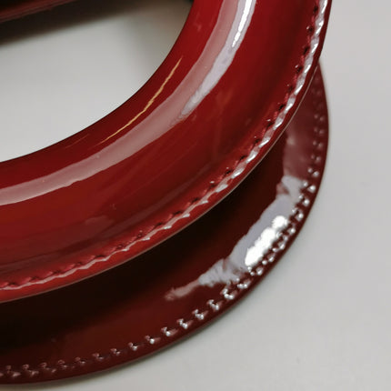 Lady Dior Mini Handbag Burgundy Red Patent Leather Gold-tone Chain Strap