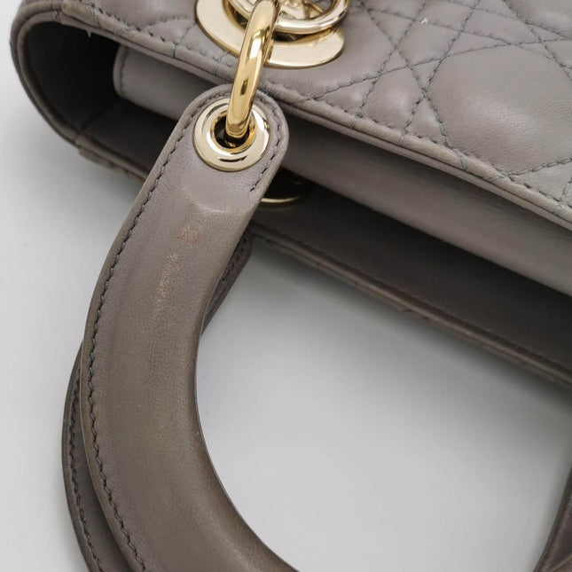 Lady Dior ABCdior 2017 Grey Cannage Lambskin Leather Handbag