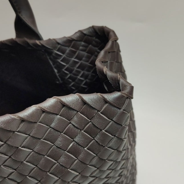 Sold Bottega Veneta Cabat Large Intreccio Leather Tote Bag Dark Chocolate Brown with Pouch