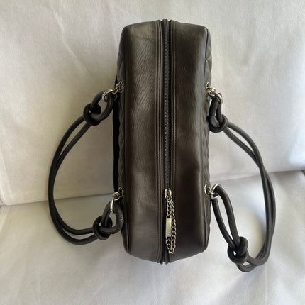 Chanel Cambon Medium Shoulder Bag Brown Calfskin Leather Snake-skin CC Logo Black Double Strap