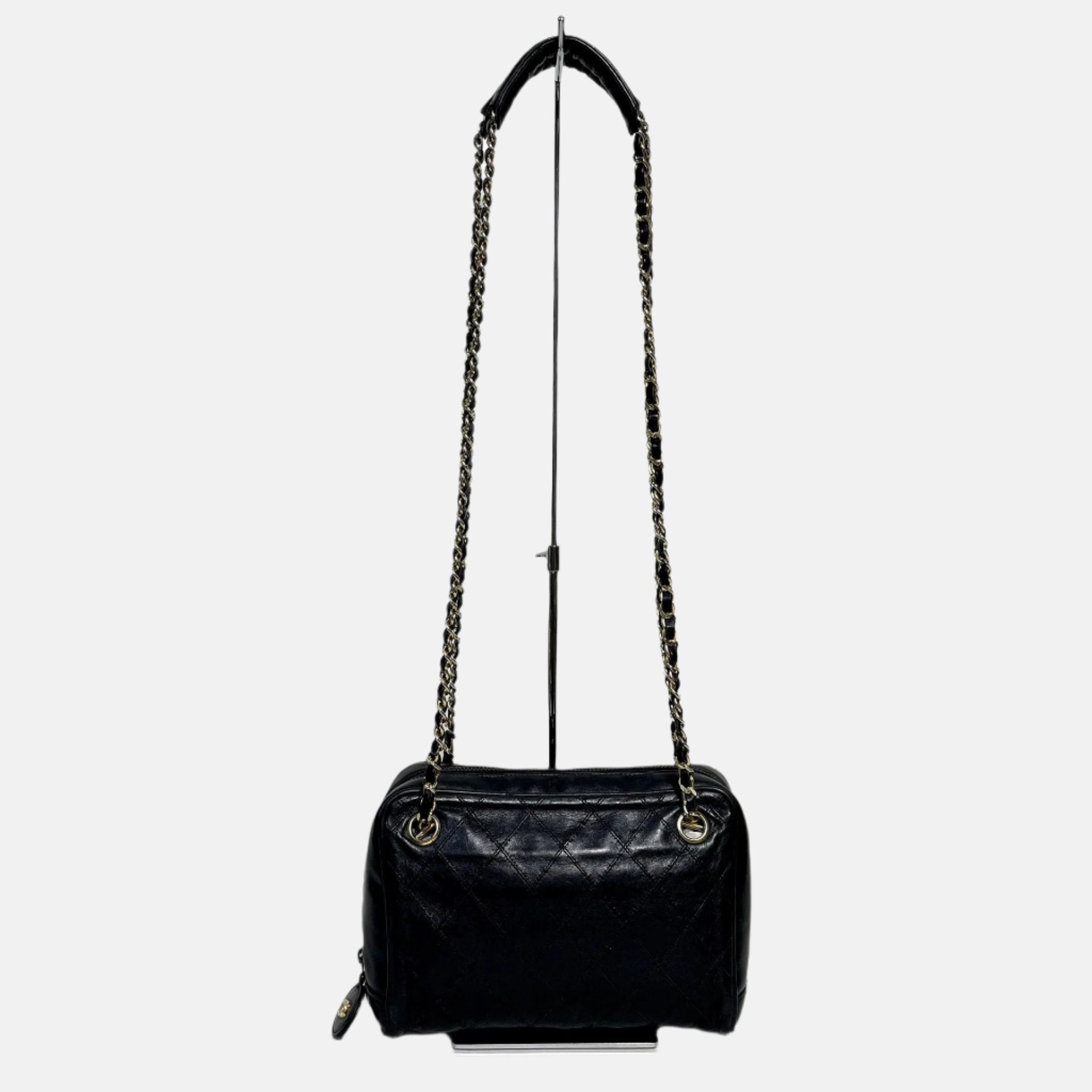 Chanel Mademoiselle Camera Bag Black Double Gold Chain, 1986-1988-Luxbags