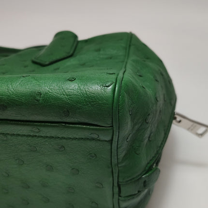 Prada Inside Bag Green Ostrich Leather Green Lambskin Leather Interior Medium