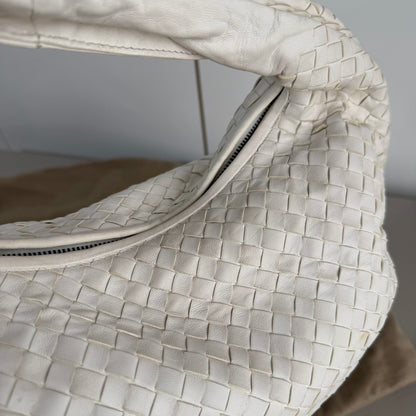 Bottega Veneta Belly Hobo Intrecciato White Nappa Leather Medium 40cm