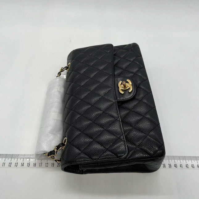 Chanel Classic Flap Medium Black Caviar Leather with 24k Gold Hardware, 2008-2009