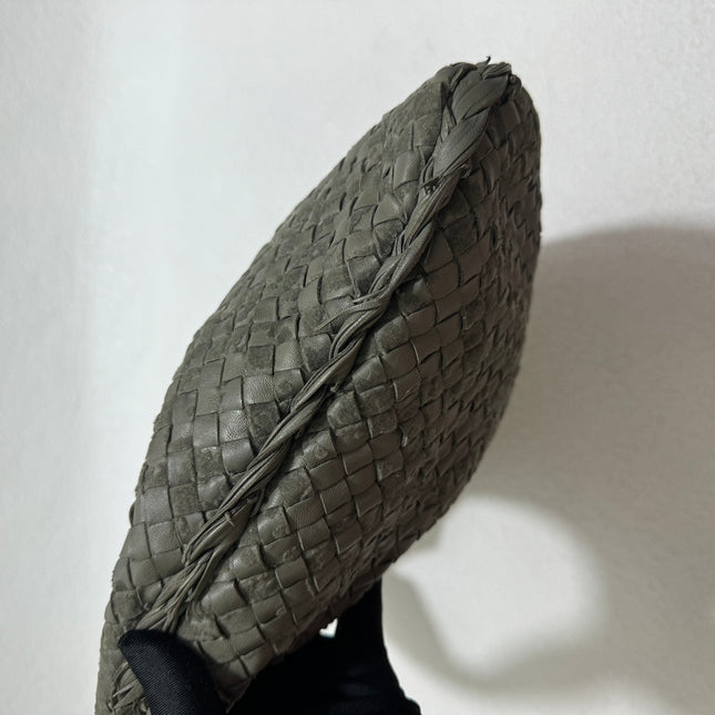 Bottega Veneta Veneta Hobo Medium Leather and Velvet Grey Green 41cm