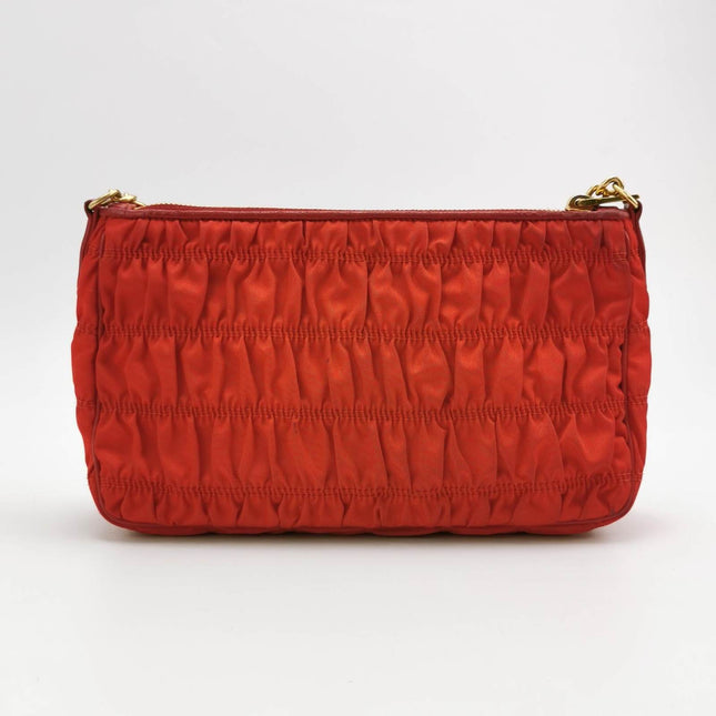 Sold Prada Tessuto Nylon Gaufre Crossbody Bag Red with Gold-tone Hardware