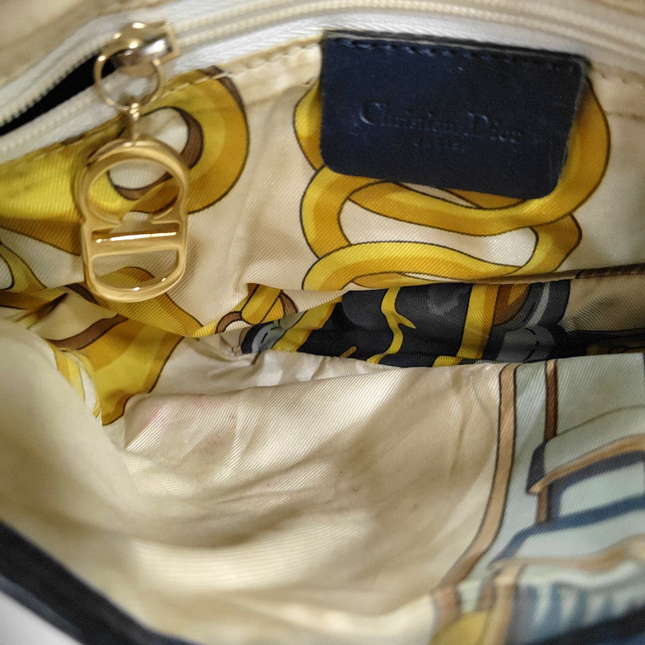 Dior Saddle Vintage Navy Oblique with Multicolor Silk Lining