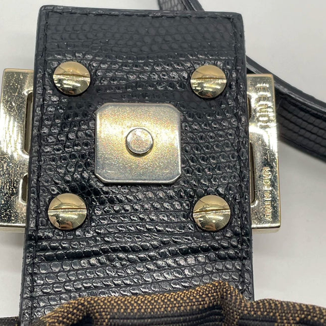 Sold Fendi Baguette Classic Zucca Print Fendi Monogram Glossy Embroidery Lizzard Skin Strap