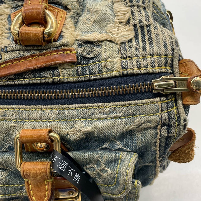 Louis Vuitton Patchwork Speedy 30 Blue Denim Handbag