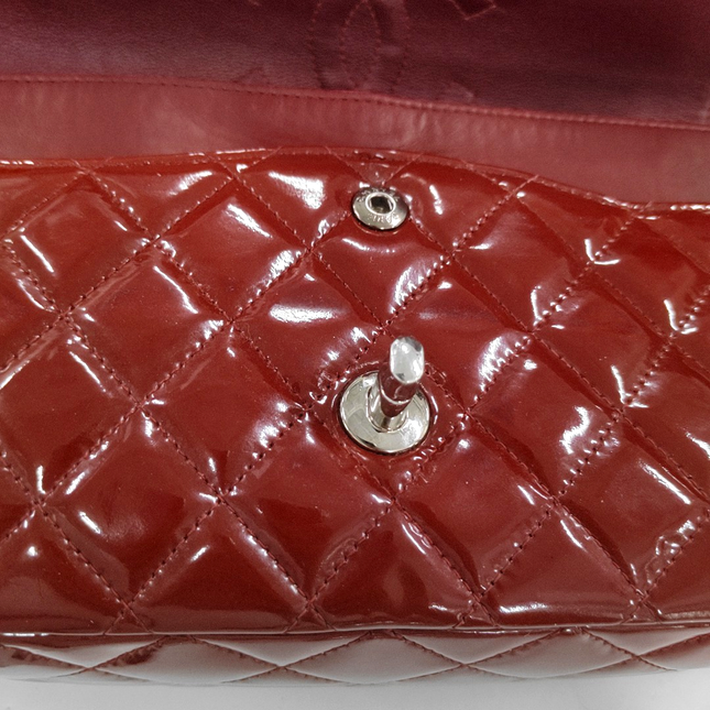 Chanel Classic Flap Medium Burgundy Patent Leather Silver HW, 2010-2011