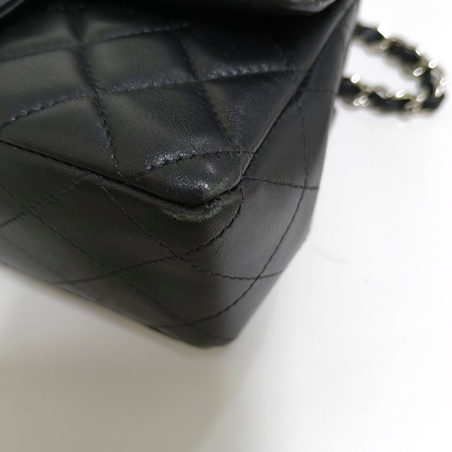 Chanel Classic Flap Rectangular Mini Black Lambskin Leather Silver Hardware