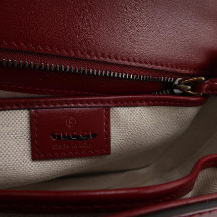 Gucci Bamboo 1947 Small Ancora Red Burgundy Calfskin Leather Top Handle Bag
