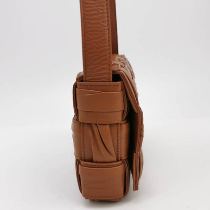 Bottega Veneta Brick Cassette Small Tan Brown Leather Crossbody Bag