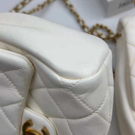 Chanel White Quilted Lambskin Double Side Pack Bags Aged Gold Hardware 2019