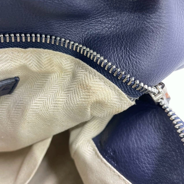 Loewe Puzzle Small Leather Woven Braided Navy Crossbody Bag