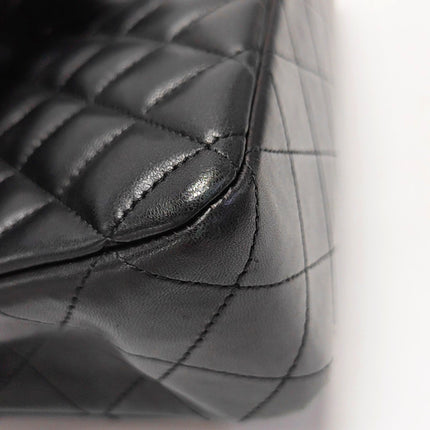 Chanel Timeless Classic Flap Medium 2014 Black Lambskin Leather Silver Hardware