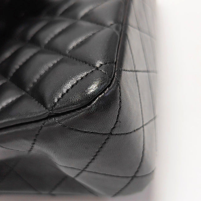Chanel Timeless Classic Flap Medium 2014 Black Lambskin Leather Silver Hardware