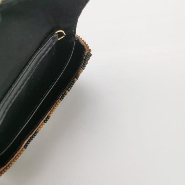 Fendi Nano Baguette Charm Beaded Brown Zucca Psychedelic Print Chain Strap