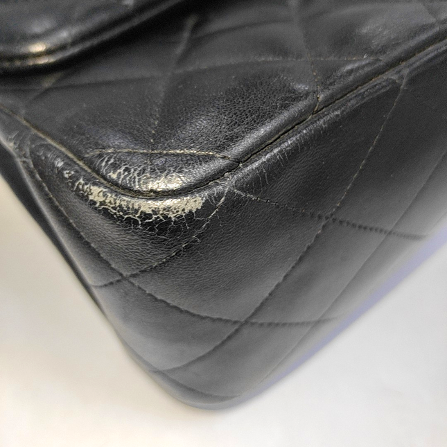 Chanel Classic Flap Jumbo Black Lambskin Leather Double Flap Gold Hardware, 2010-2011