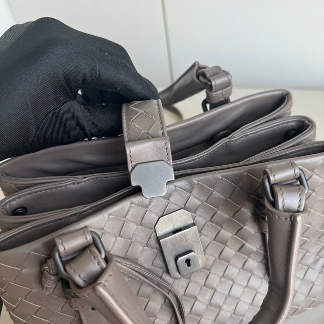 Bottega Veneta Roma Handbag Bag Intrecciato Nappa Leather Grey Mini 25cm