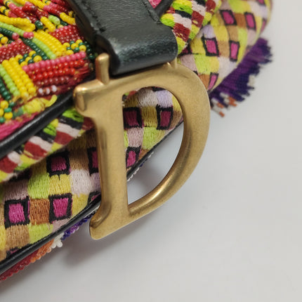 Dior Saddle Mini Multicolor Beaded Tassel Shoulder Bag 2018