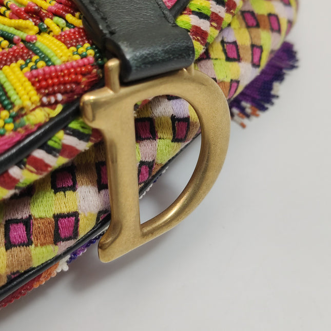 Dior Saddle Mini Multicolor Beaded Tassel Shoulder Bag 2018