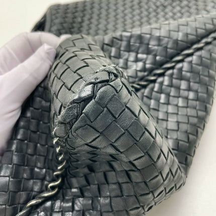 Sold Bottega Veneta Intrecciato Hobo Bag Medium Black Lambskin leather 45cm