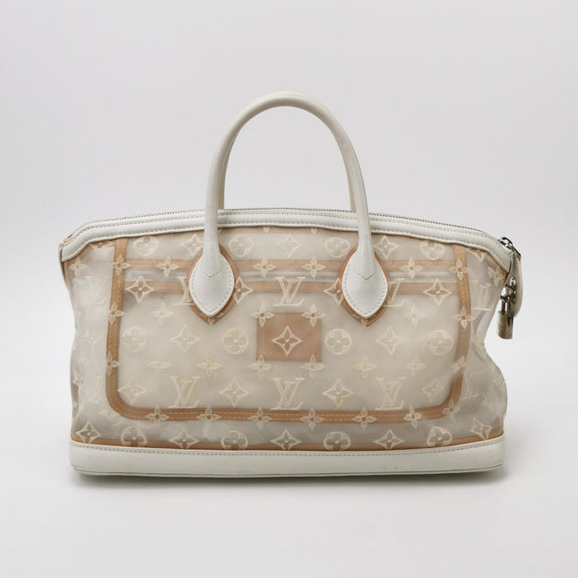 Louis Vuitton Lockit White Mesh Monogram and Leather Handbag
