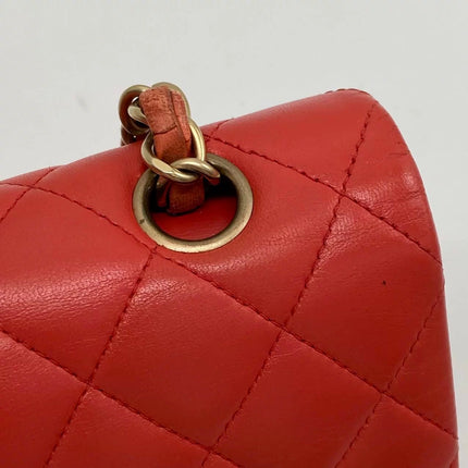 Chanel Classic Flap Medium Red Lambskin Leather with Gold Hardware