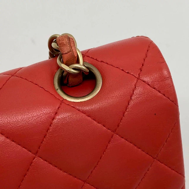 Chanel Classic Flap Medium Red Lambskin Leather with Gold Hardware