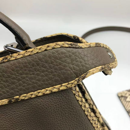 Fendi Peekaboo ISeeU Sellier Small Grey Leather with Python Skin Trimming