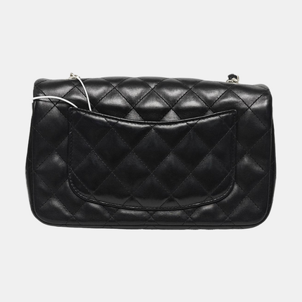 Chanel Classic Flap Mini 2014 Black Lambskin Camellia Charms Silver Hardware