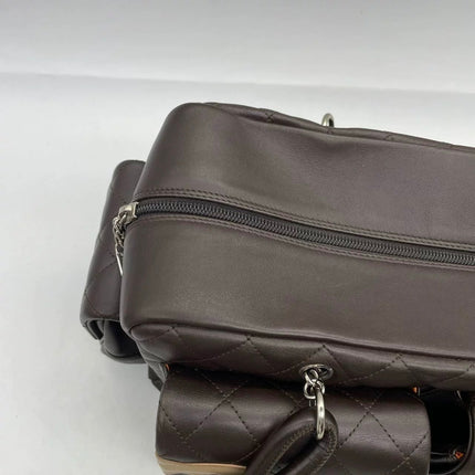 Chanel Cambon Large Dark Brown Calfskin Leather Double Strap Handbag