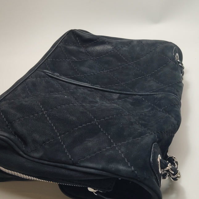 Chanel Nubuck Suede Darjeeling Flap Bag Ultimate Stitch Black Jumbo Bag