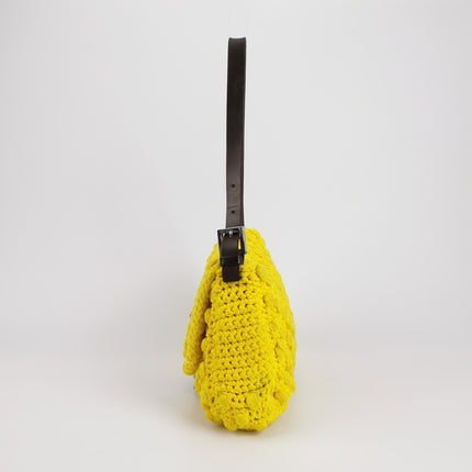 Fendi Mamma Baguette Bag Yellow Crochet Shoulder Bag