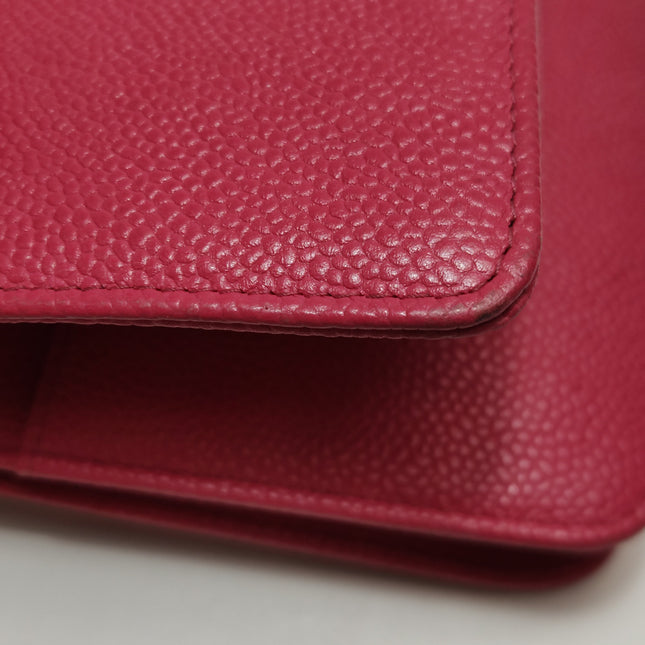 Chanel WOC Wallet on Chain Fuchsia Caviar Leather with Enamel Logo