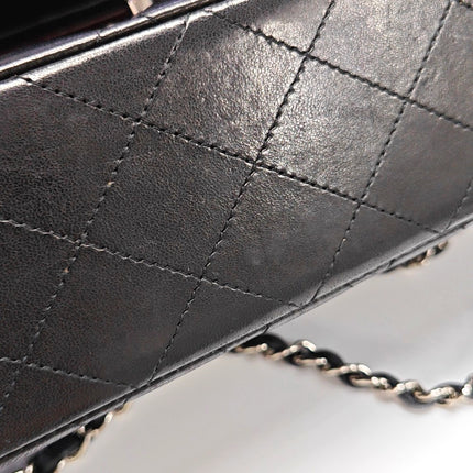 Chanel Timeless Classic Flap Medium 2014 Black Lambskin Leather Silver Hardware