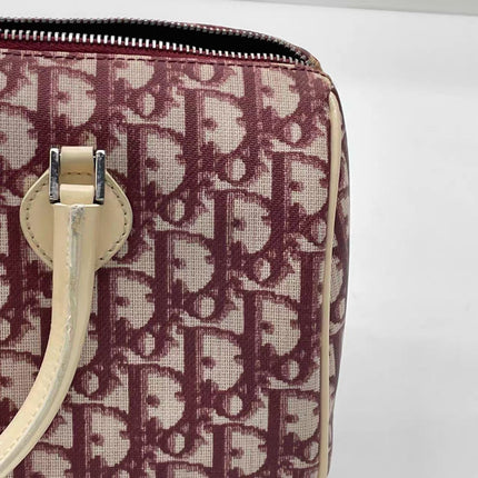 Dior No. 1 Rasta Trotter Bowling Bag Red Oblique Canvas White Patent Leather