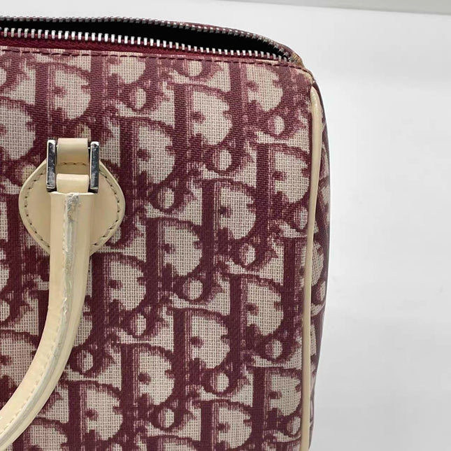 Dior No. 1 Rasta Trotter Bowling Bag Red Oblique Canvas White Patent Leather