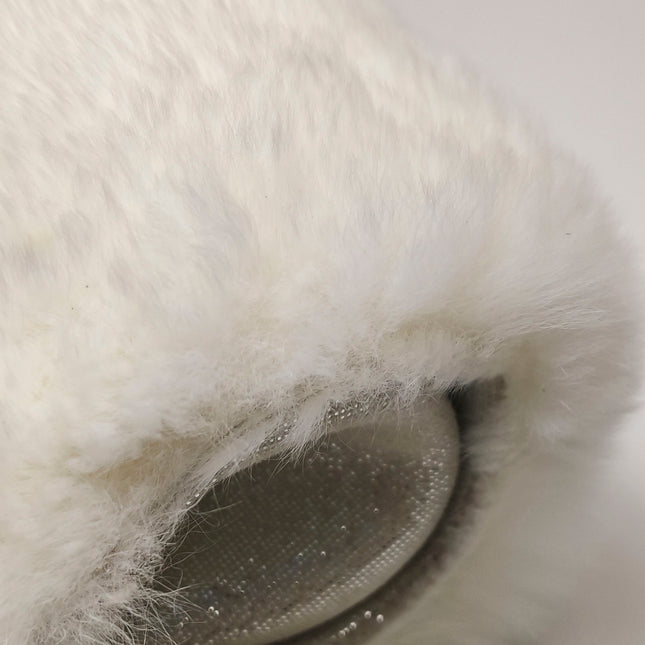 Chanel White Rabbit Fur Kiss Lock Clutch Chain Bag