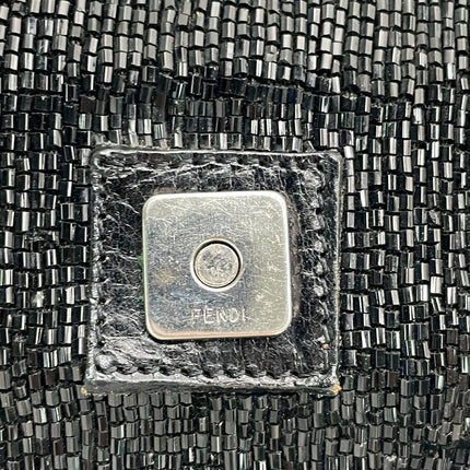 Fendi Baguette Vintage Black Glitter Beads Shoulder Bag